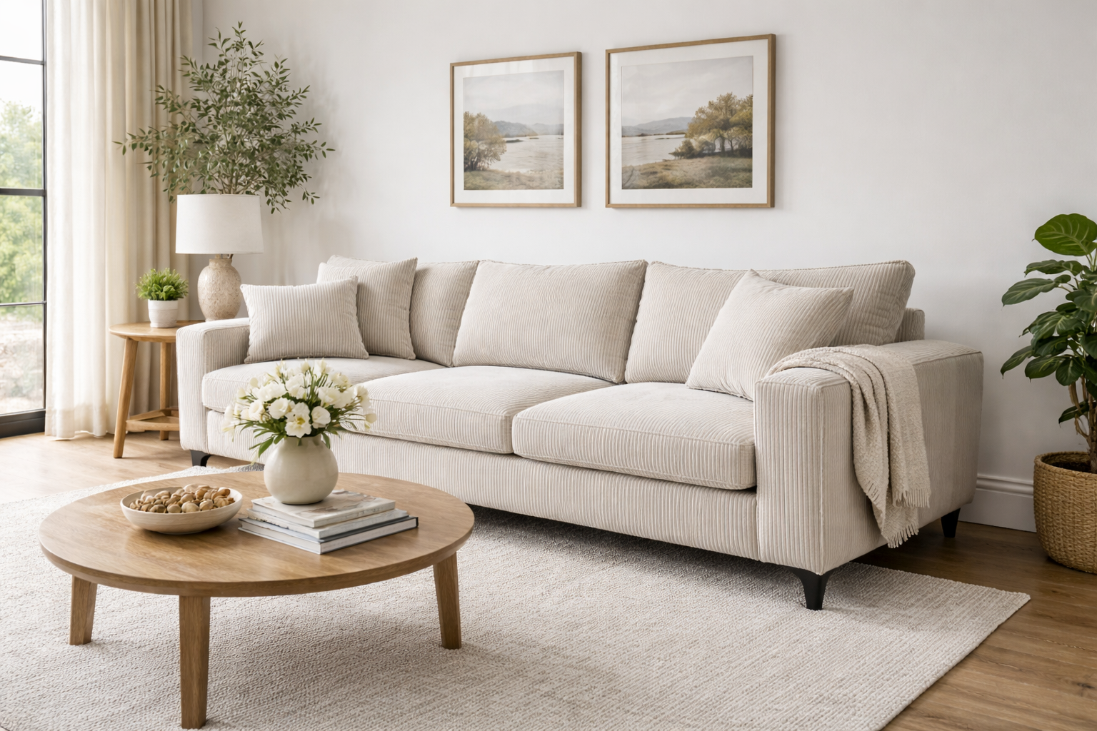 Three seater couch ¥15000 Suresh 3 Seater Couch | Elegant Corduroy Living Room Sofa