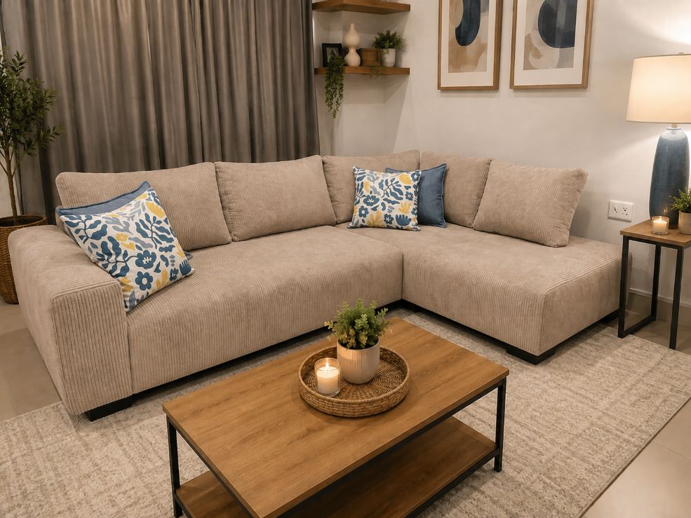 Natalia L Shape Couch | Corduroy Corner Sofa South Africa
